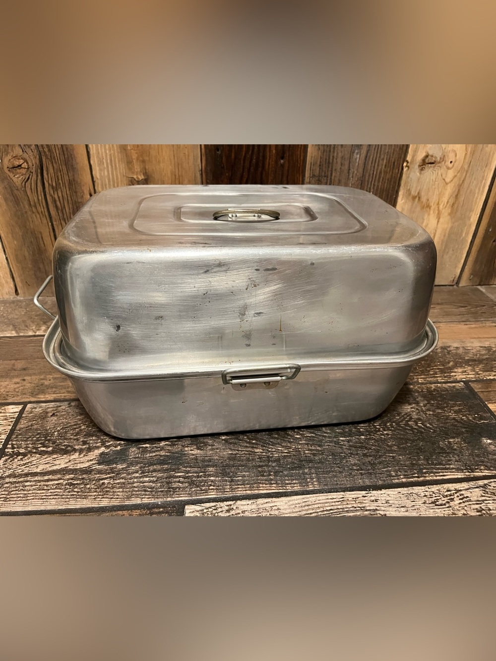 Heavy-Duty Silver Roasting Pan with Lid and Handle